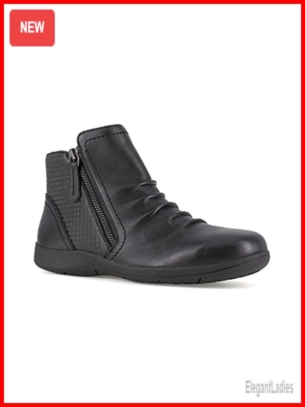 Rockport Leather Work Safety Toe Bootie Slip Resistant Side Zip
